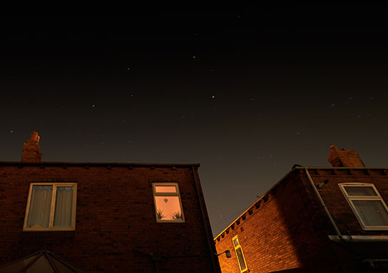 Photograph outside a home at night