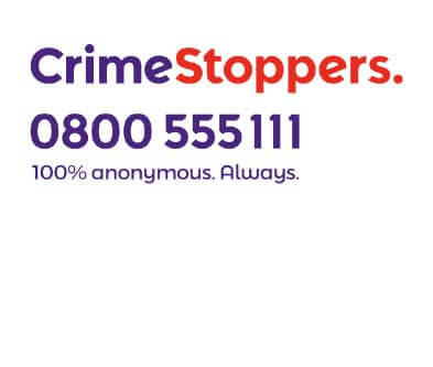 Crimestoppers logo and phone number