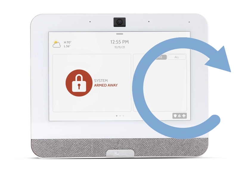 ADT alarm panel with reset icon