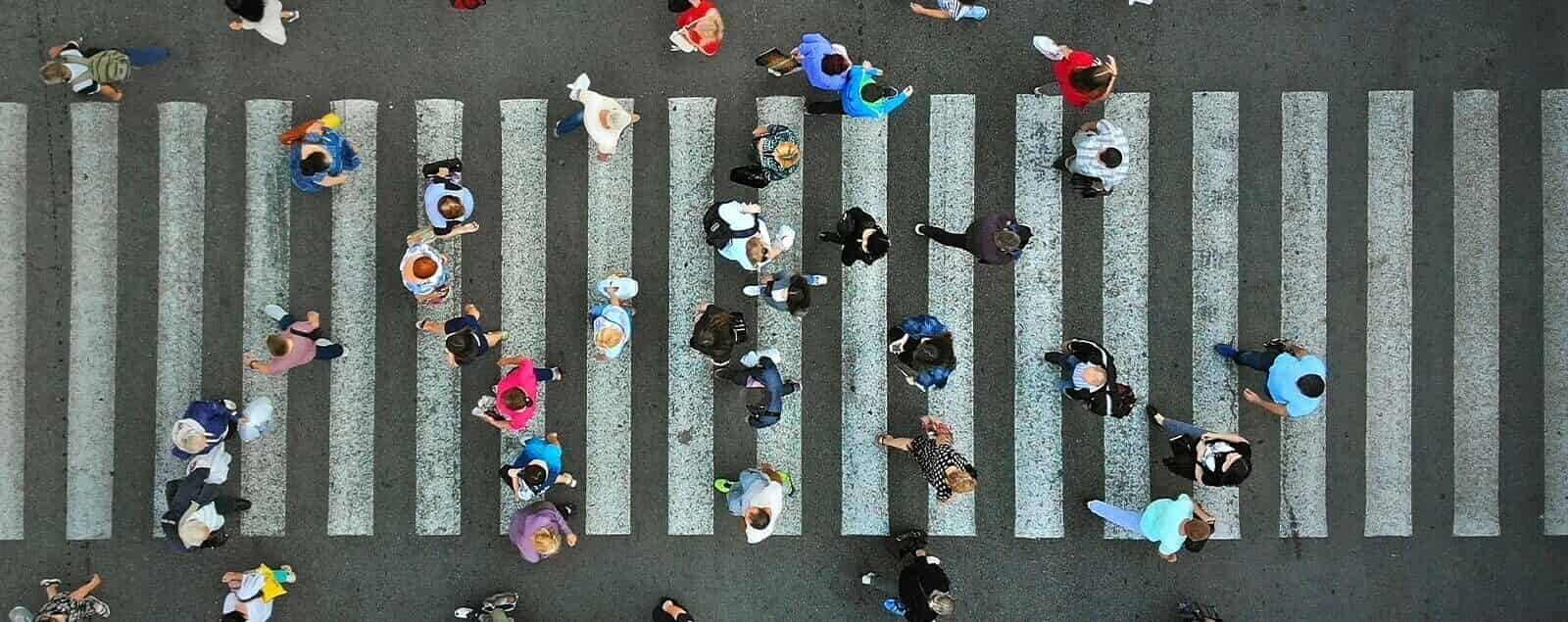 Aerial view of busy crossing