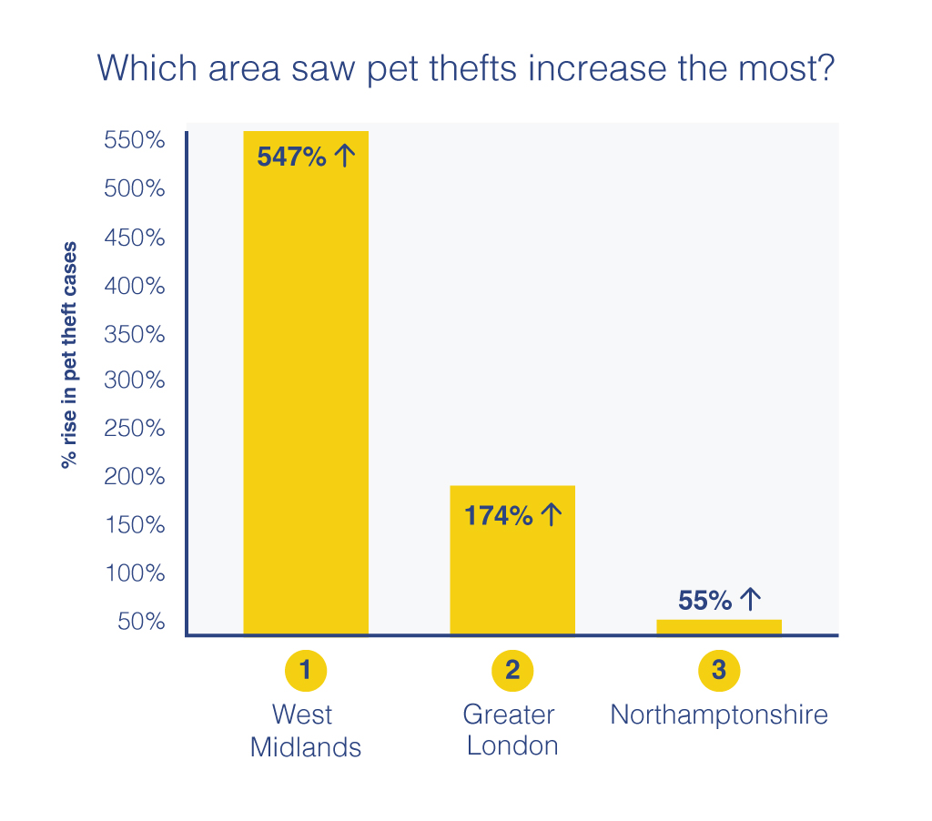 which area saw pet thefts increase the most?
