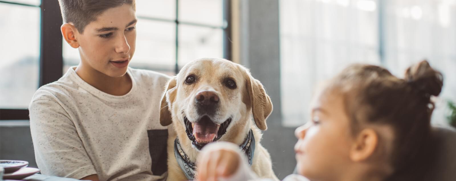 Children with dog