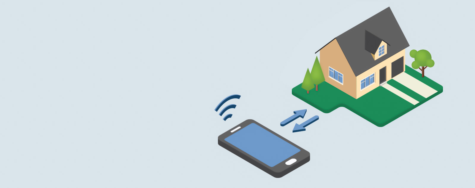 Graphic of house and smartphone connectivity