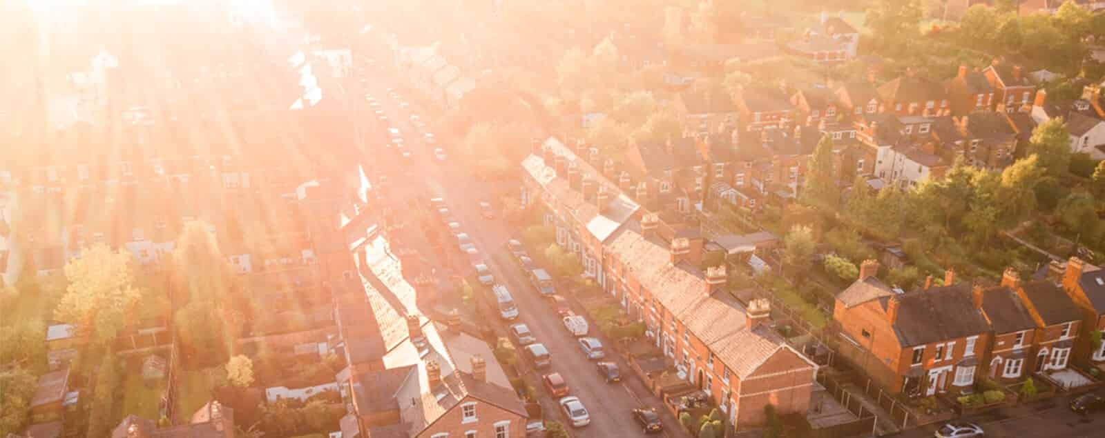 Aerial view of terrace houses