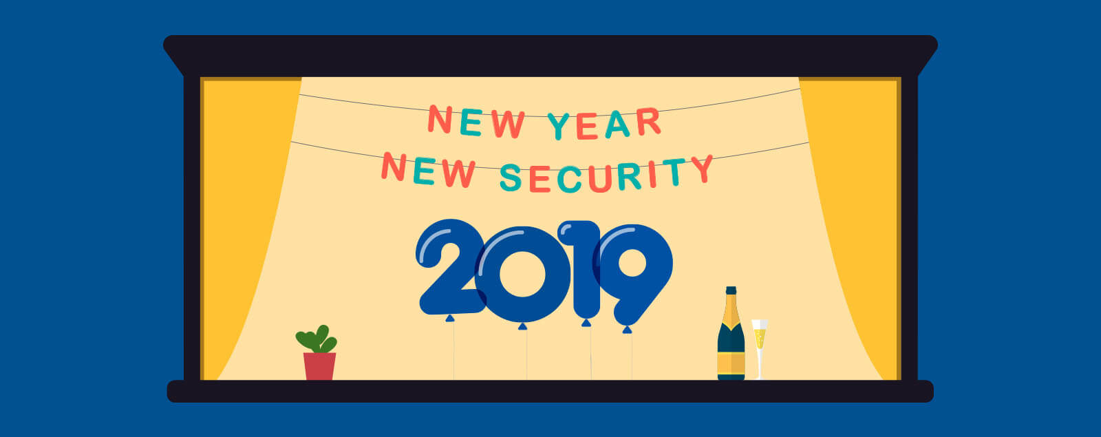 New Year new security 2019 banner in window graphic