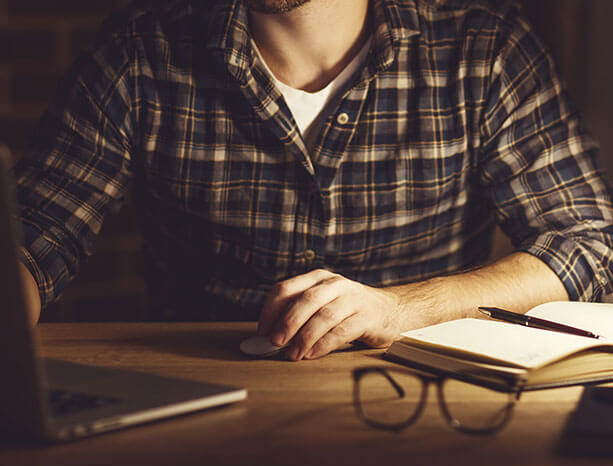 Torso shot of man at desk