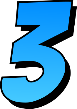 Blue number three graphic