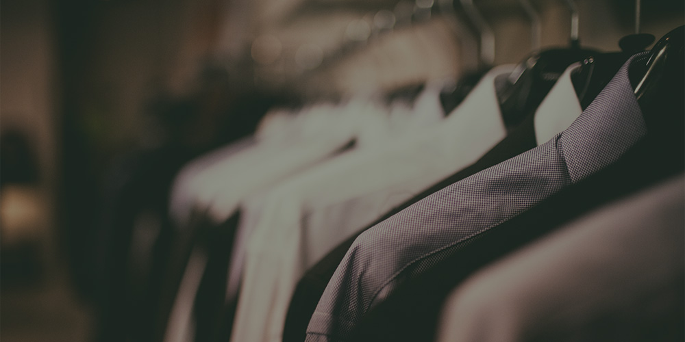 Shirts on hanging rack