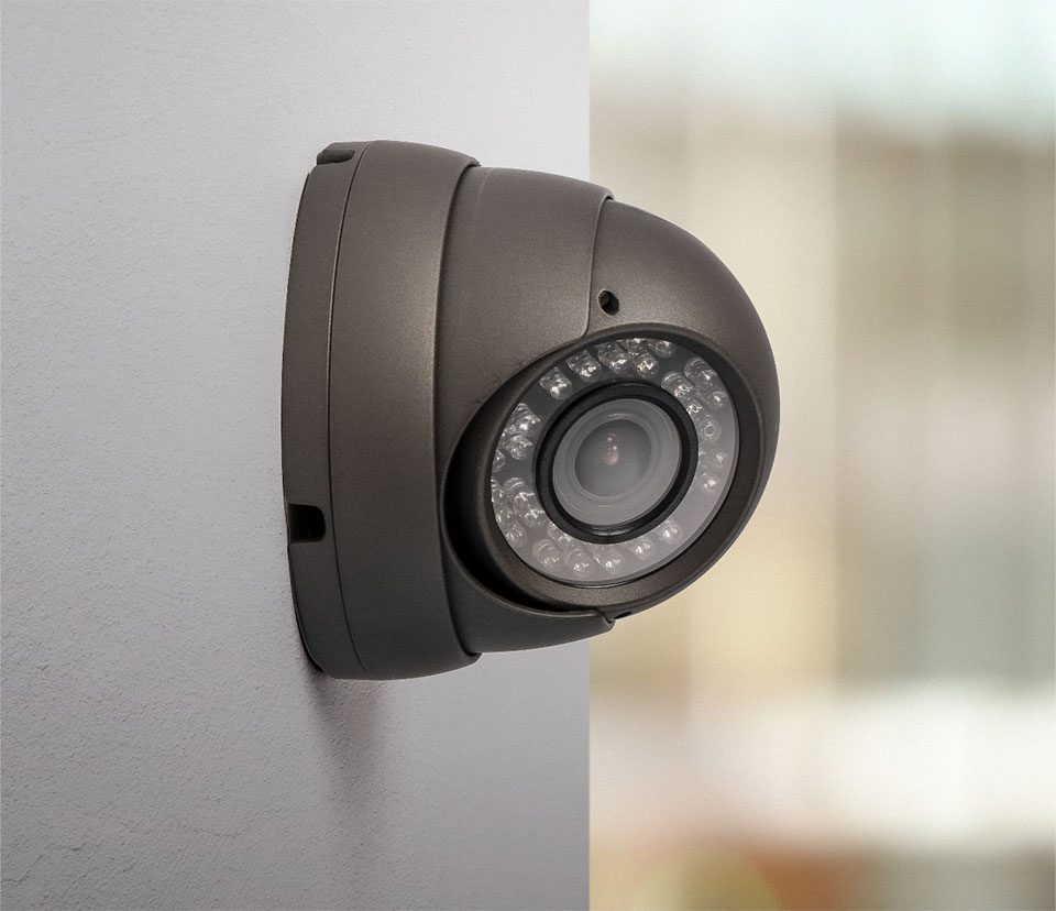 Wall-mounted security camera and light