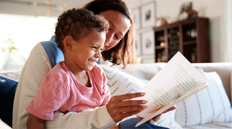 Child and mother reading