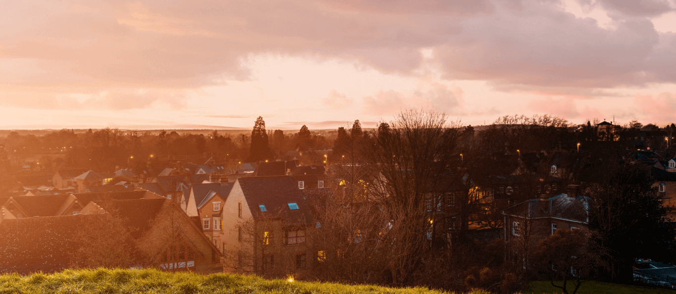 Suburb in low light