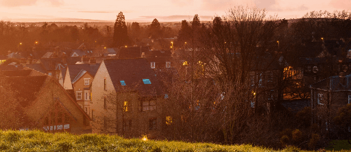 Suburb in low light