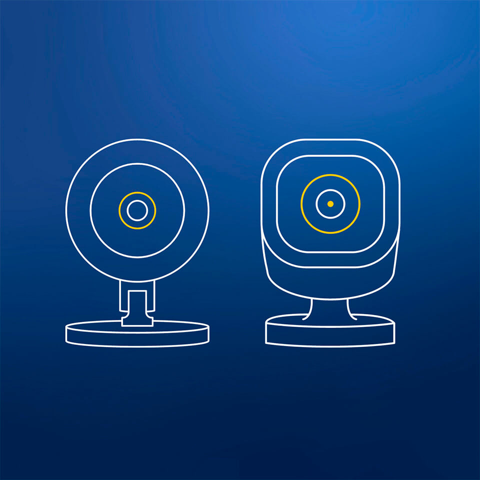 Graphic of two home security cameras
