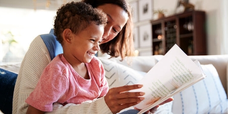 Child and mother reading