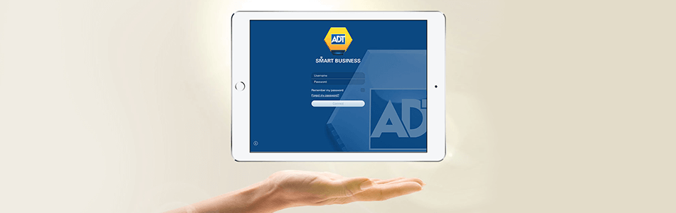ADT smart business log in on tablet