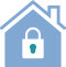 Blue house with padlock icon