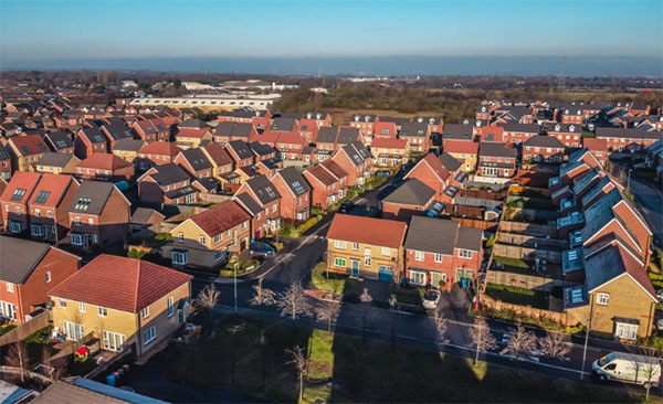 Aerial shot of neighbourhood