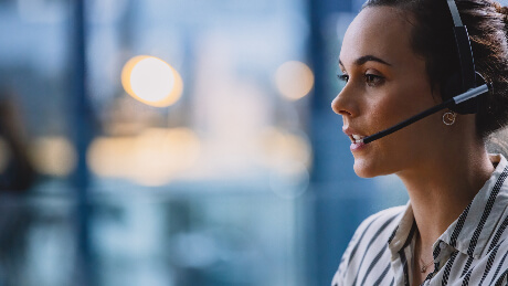 Call centre lady talking on headset