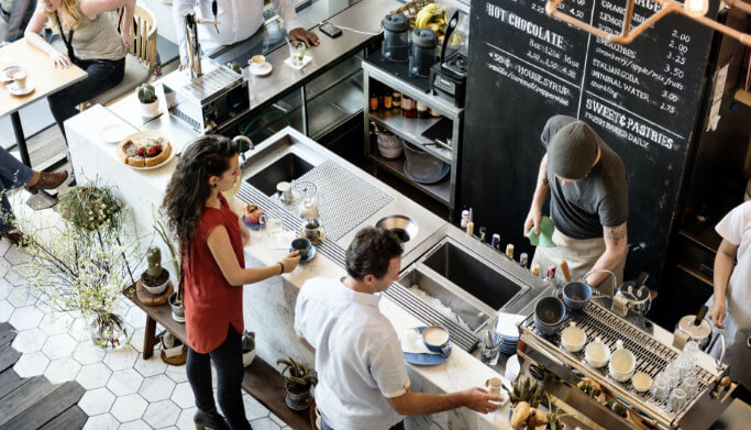 Aerial shot of café