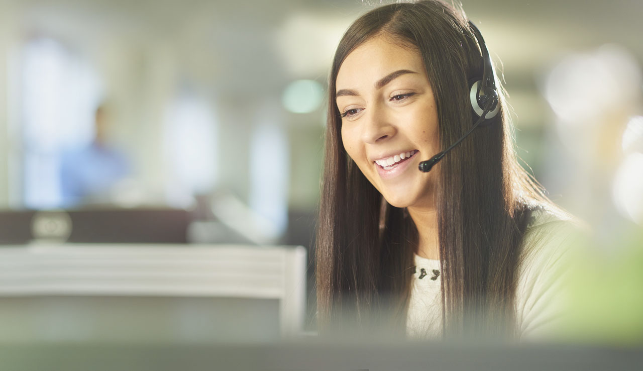 Call centre lady smiling