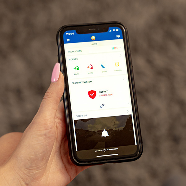 ADT alarm interface on smartphone