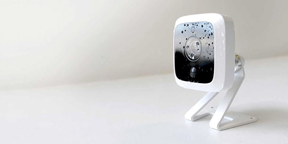 Home security camera dappled with water